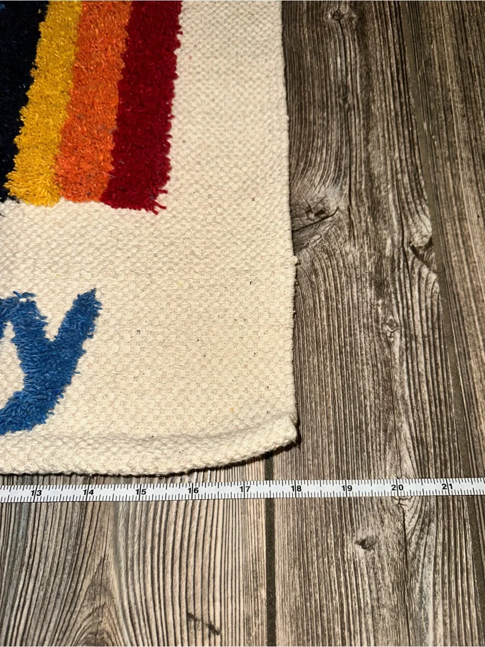 Handwoven Tufted Happy Rainbow Wall Hanging - Multicolor Cotton Tapestry Decor